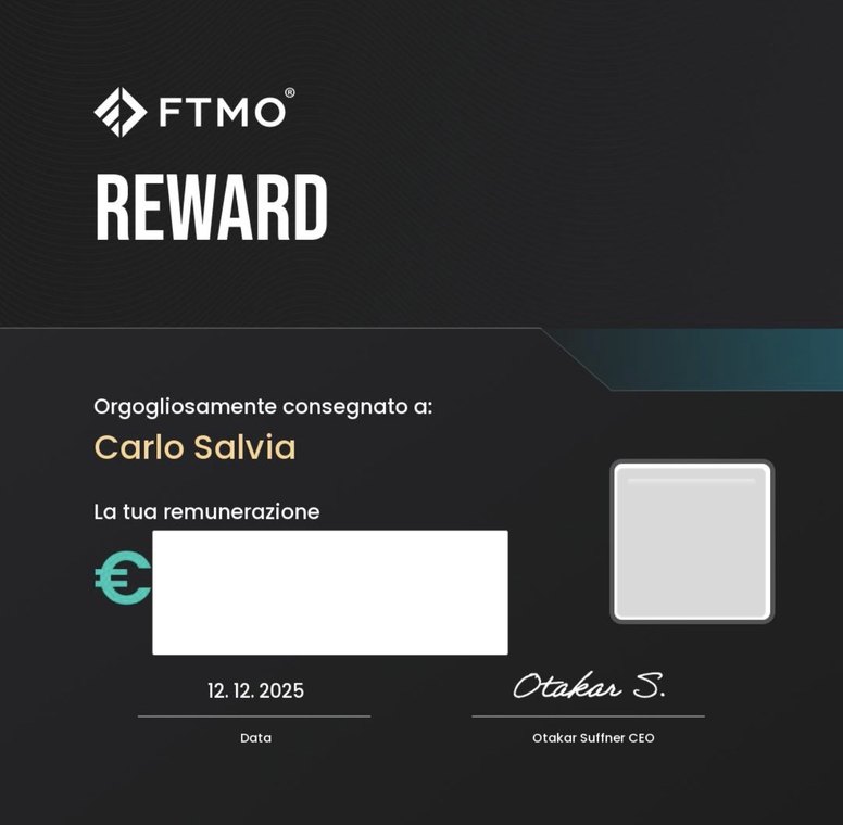 Certificato Reward FTMO